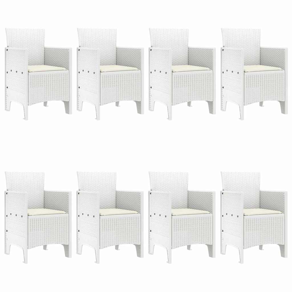 Set da Pranzo per Giardino 9 pcs Bianco Rattan Polt - homemem39