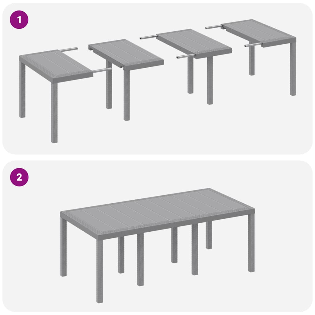 Set da Pranzo per Giardino 9 pcs Grigio Chiaro Polipropilene | homemem39