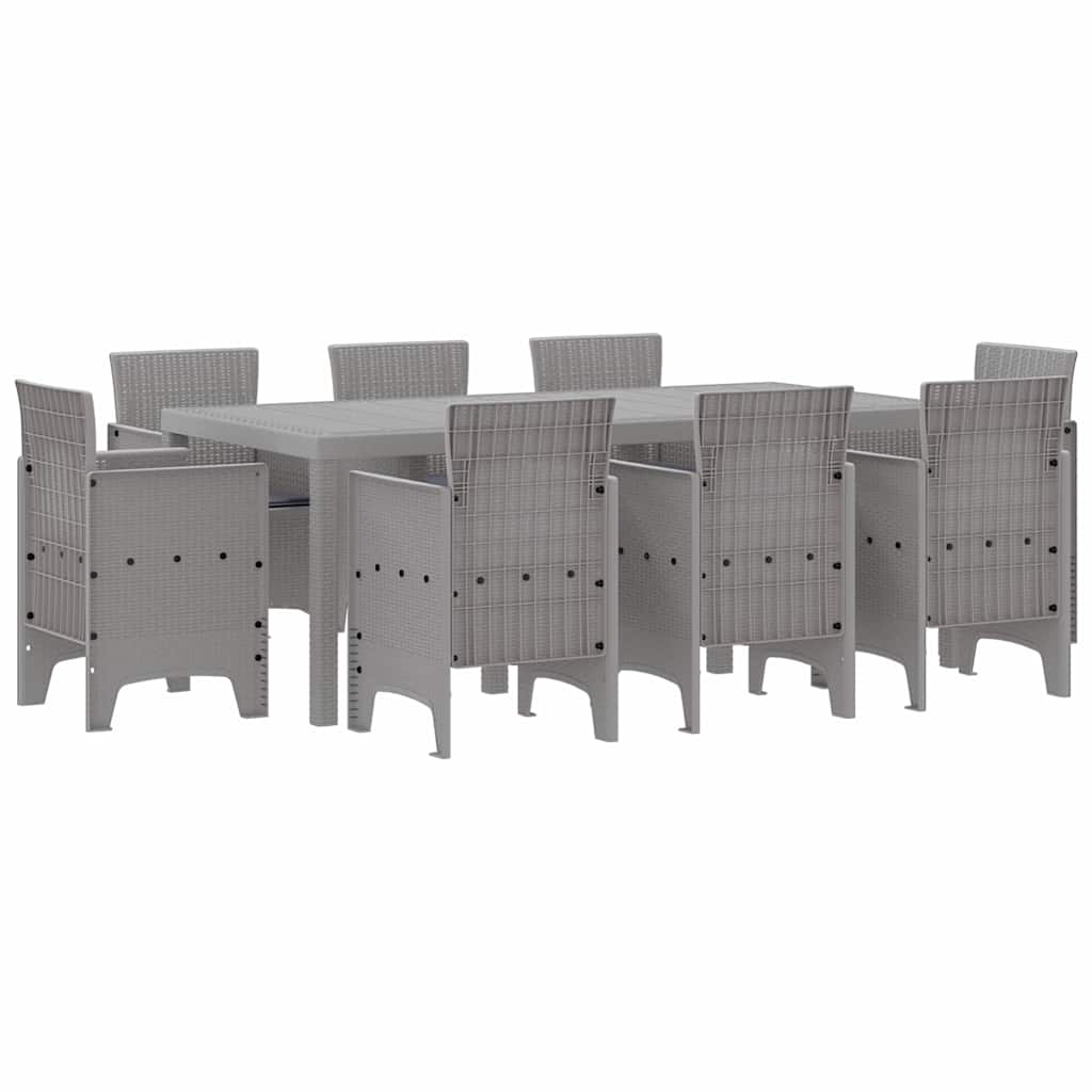 Set da Pranzo per Giardino 9 pcs Grigio chiaro Rattan Polt - homemem39