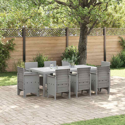 Set da Pranzo per Giardino 9 pcs Grigio chiaro Rattan Polt - homemem39