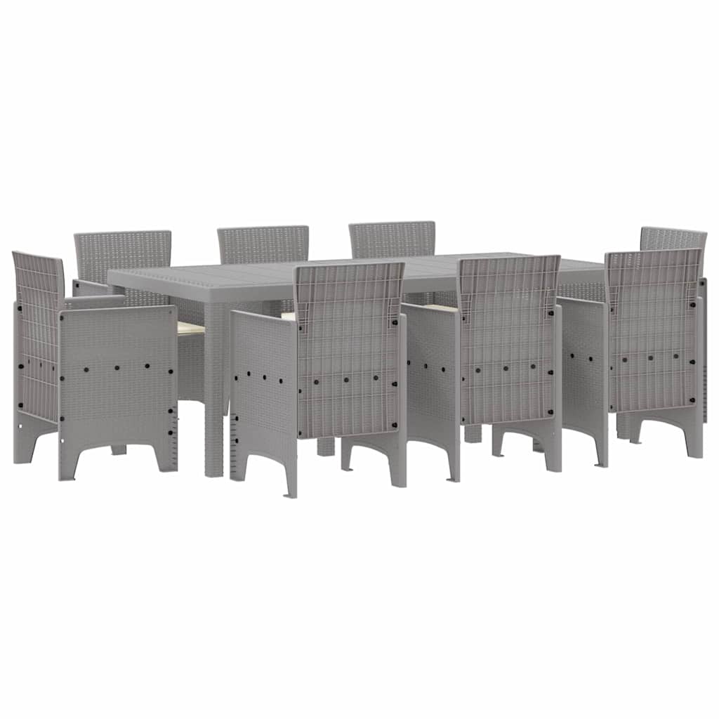 Set da Pranzo per Giardino 9 pcs Grigio chiaro Rattan Polt - homemem39