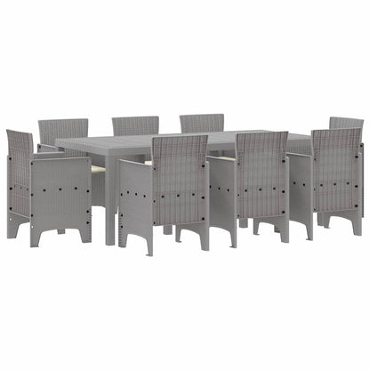 Set da Pranzo per Giardino 9 pcs Grigio chiaro Rattan Polt - homemem39
