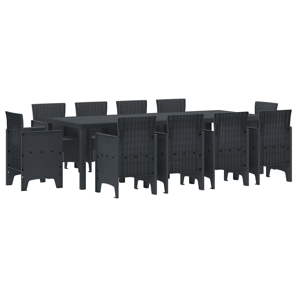 Set da Pranzo per Giardino 11 pcs Antracite Rattan Polt - homemem39