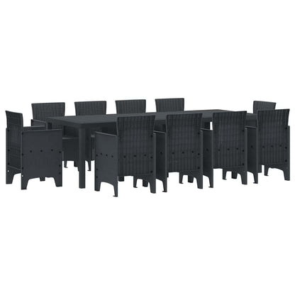 Set da Pranzo per Giardino 11 pcs Antracite Rattan Polt - homemem39