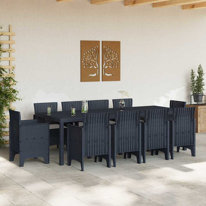 Set da Pranzo per Giardino 11 pcs Antracite Rattan Polt - homemem39