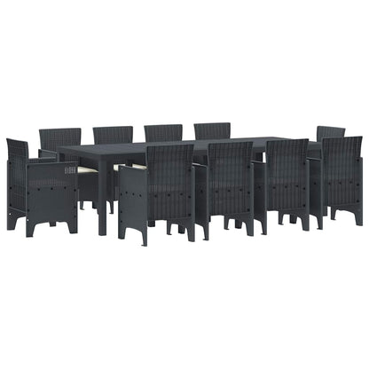 Set da Pranzo per Giardino 11 pcs Antracite Rattan Polt - homemem39