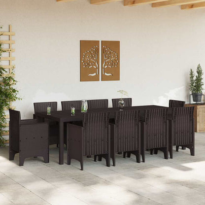Set da Pranzo per Giardino 11 pcs Marrone Rattan Polt - homemem39