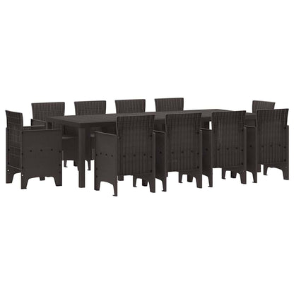 Set da Pranzo per Giardino 11 pcs Marrone Rattan Polt - homemem39