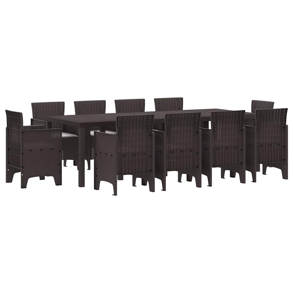 Set da Pranzo per Giardino 11 pcs Marrone Rattan Polt - homemem39