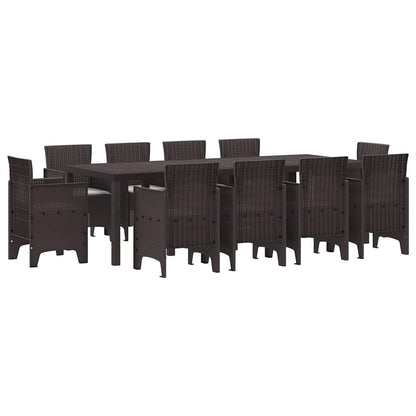 Set da Pranzo per Giardino 11 pcs Marrone Rattan Polt - homemem39