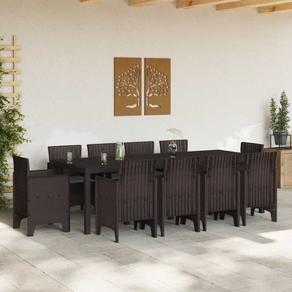 Set da Pranzo per Giardino 11 pcs Marrone Rattan Polt - homemem39