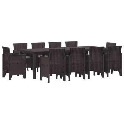 Set da Pranzo per Giardino 11 pcs Marrone Rattan Polt - homemem39