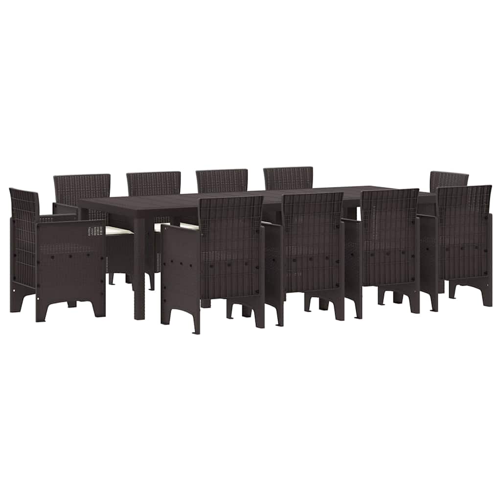 Set da Pranzo per Giardino 11 pcs Marrone Rattan Polt - homemem39