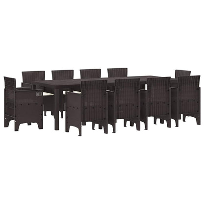 Set da Pranzo per Giardino 11 pcs Marrone Rattan Polt - homemem39