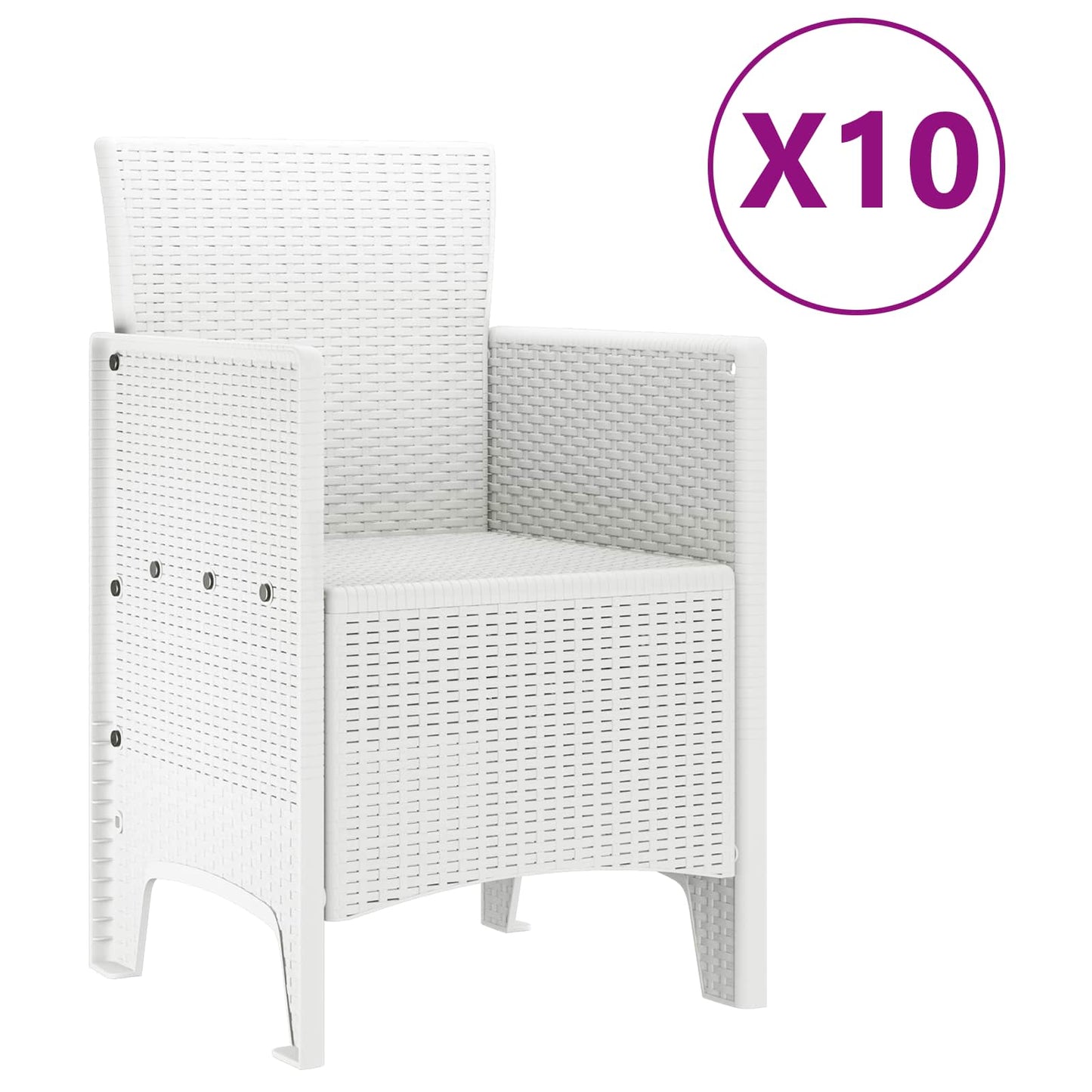Set da Pranzo per Giardino 11 pz Bianco Polipropilene | homemem39