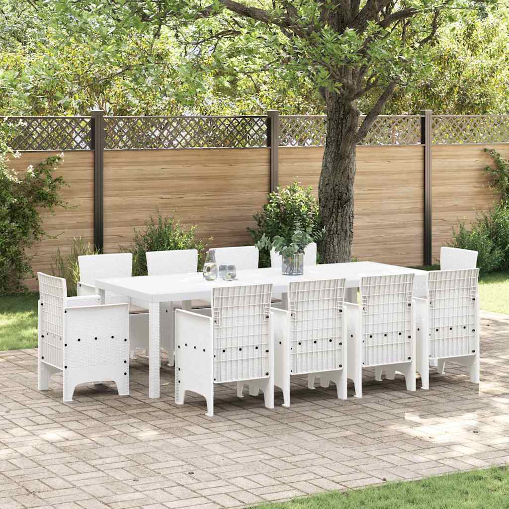 Set da Pranzo per Giardino 11 pcs Bianco Rattan Polt - homemem39