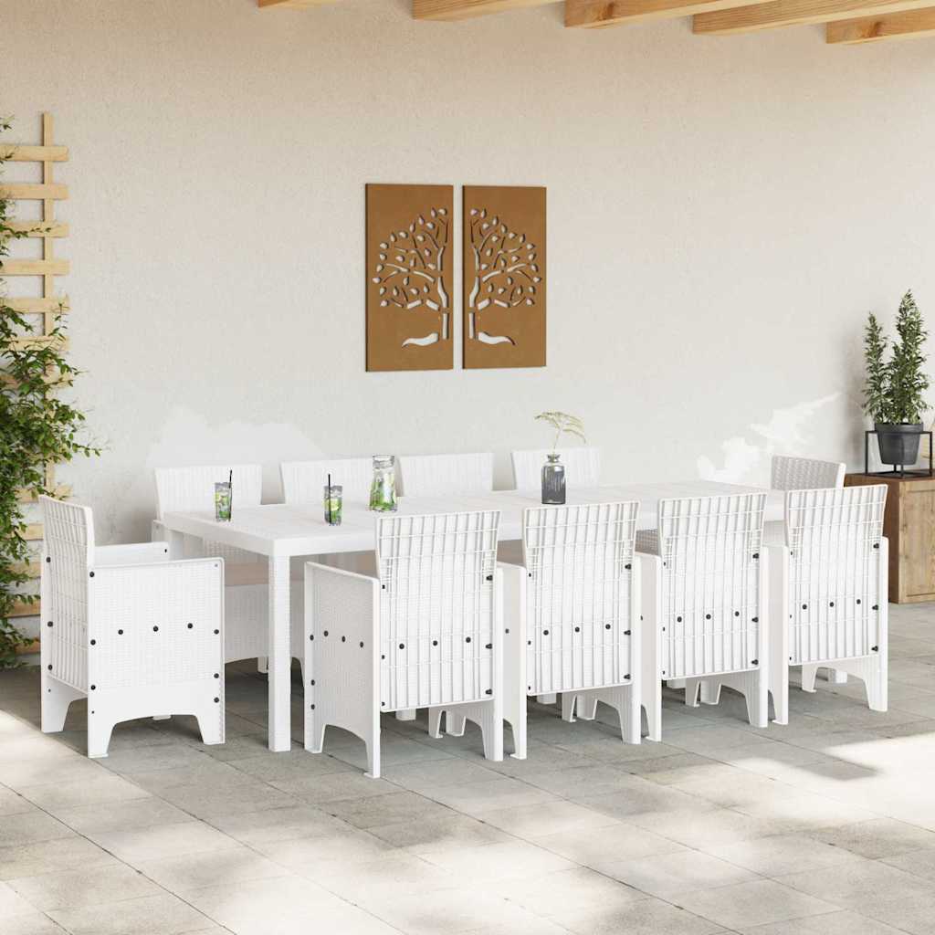 Set da Pranzo per Giardino 11 pcs Bianco Rattan Polt - homemem39