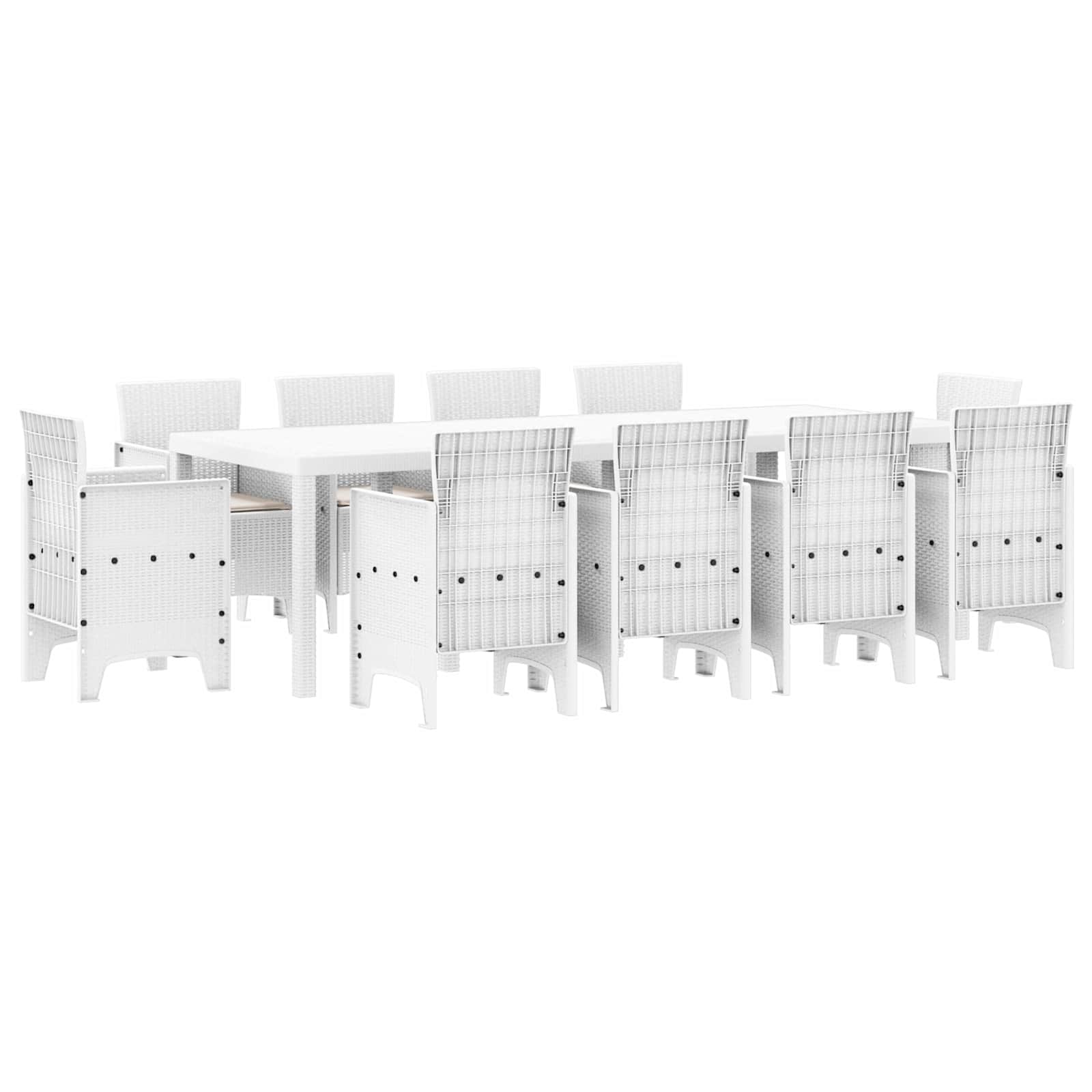 Set da Pranzo per Giardino 11 pz Bianco Polipropilene | homemem39