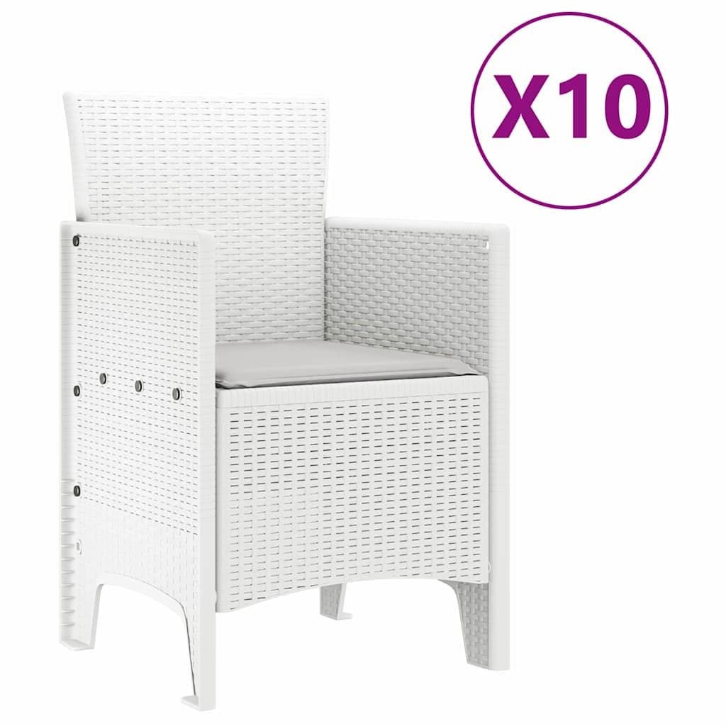 Set da Pranzo per Giardino 11 pcs Bianco Rattan Polt - homemem39