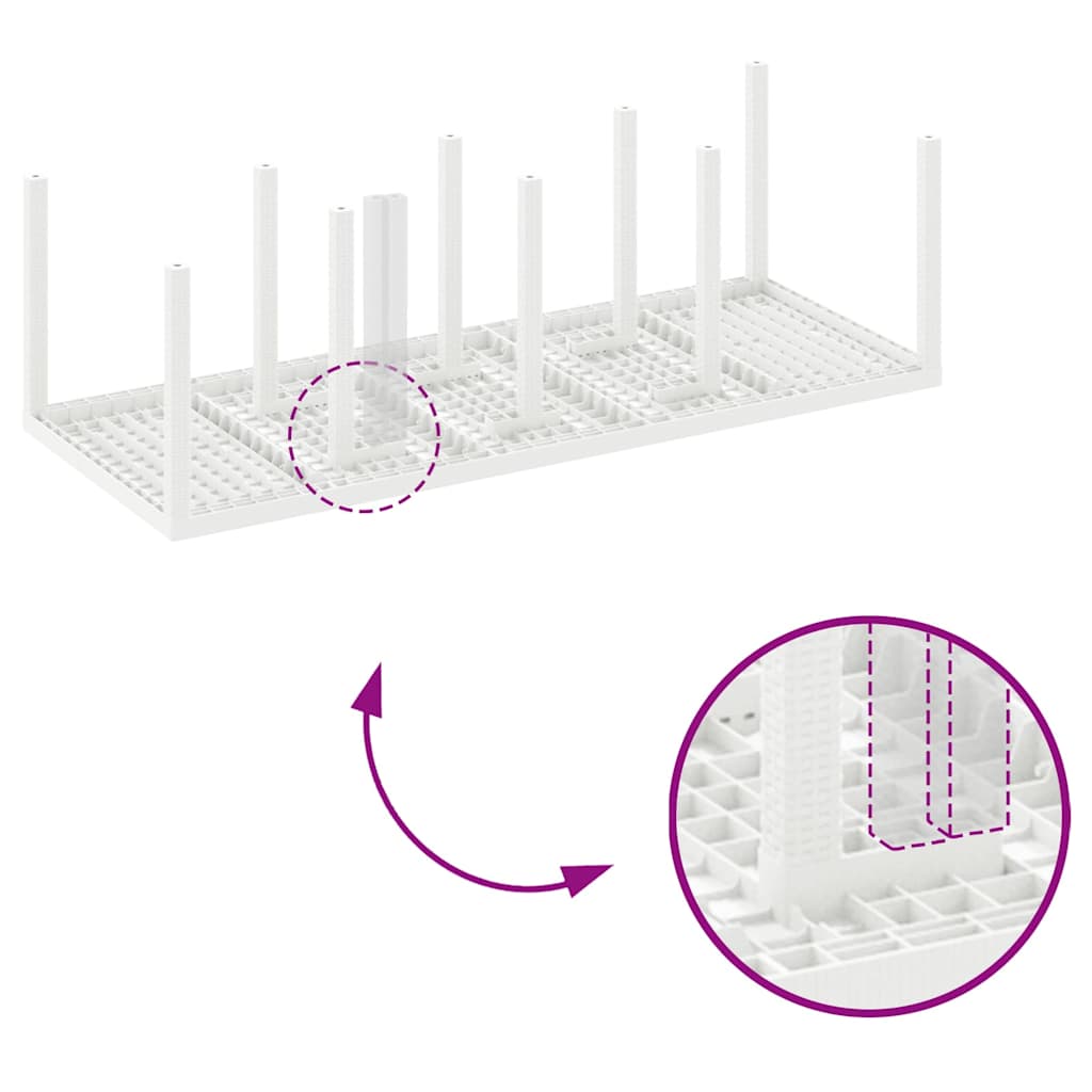 Set da Pranzo per Giardino 11 pcs Bianco Rattan Polt - homemem39