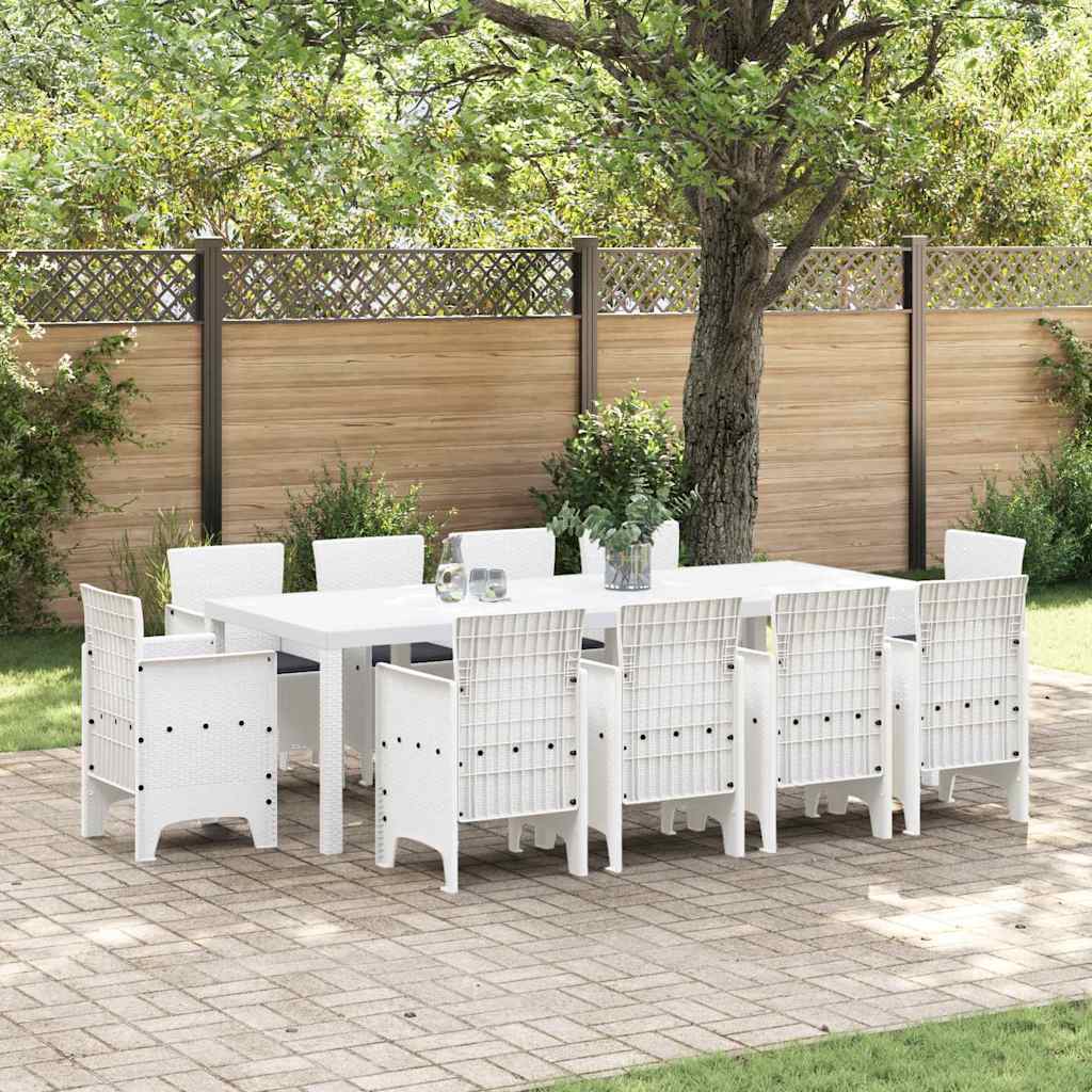 Set da Pranzo per Giardino 11 pcs Bianco Rattan Polt - homemem39