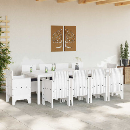 Set da Pranzo per Giardino 11 pz Bianco Polipropilene
