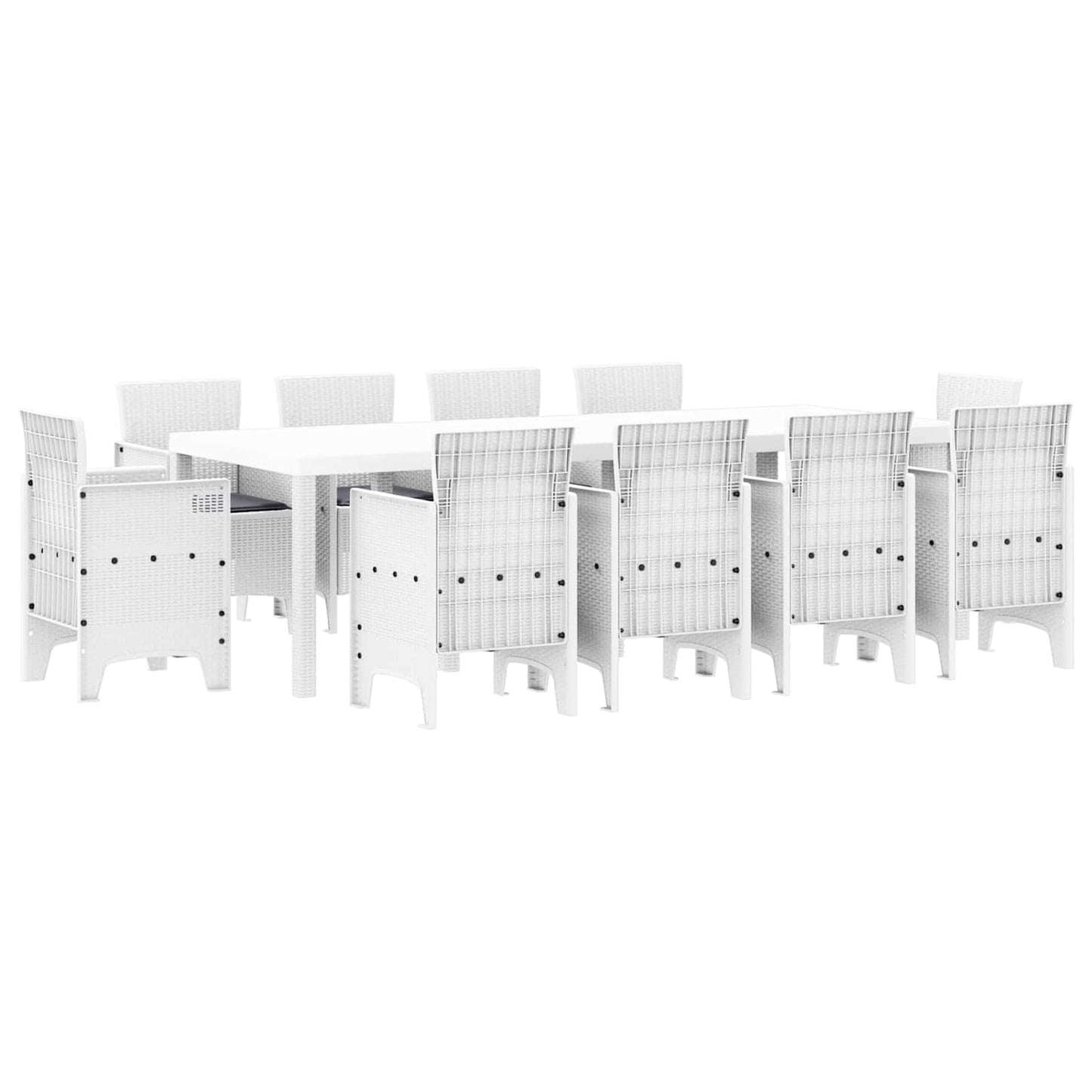 Set da Pranzo per Giardino 11 pz Bianco Polipropilene