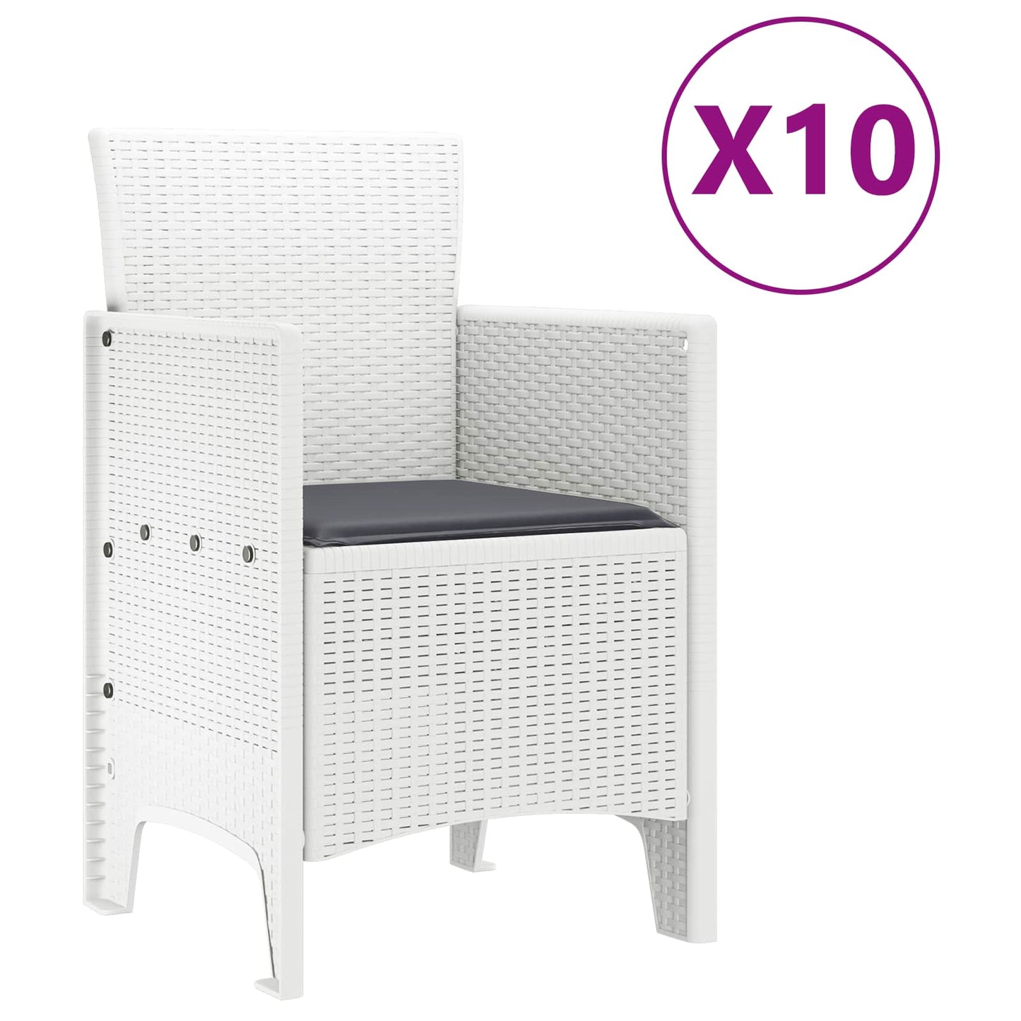 Set da Pranzo per Giardino 11 pz Bianco Polipropilene | homemem39