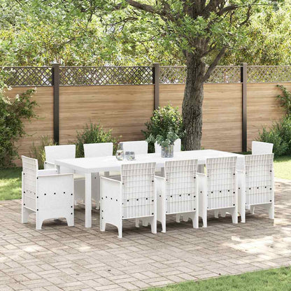 Set da Pranzo per Giardino 11 pcs Bianco Rattan Polt - homemem39