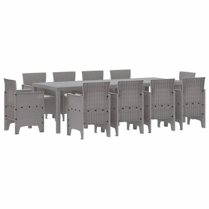 Set da Pranzo per Giardino 11 pcs Grigio chiaro Rattan Polt - homemem39