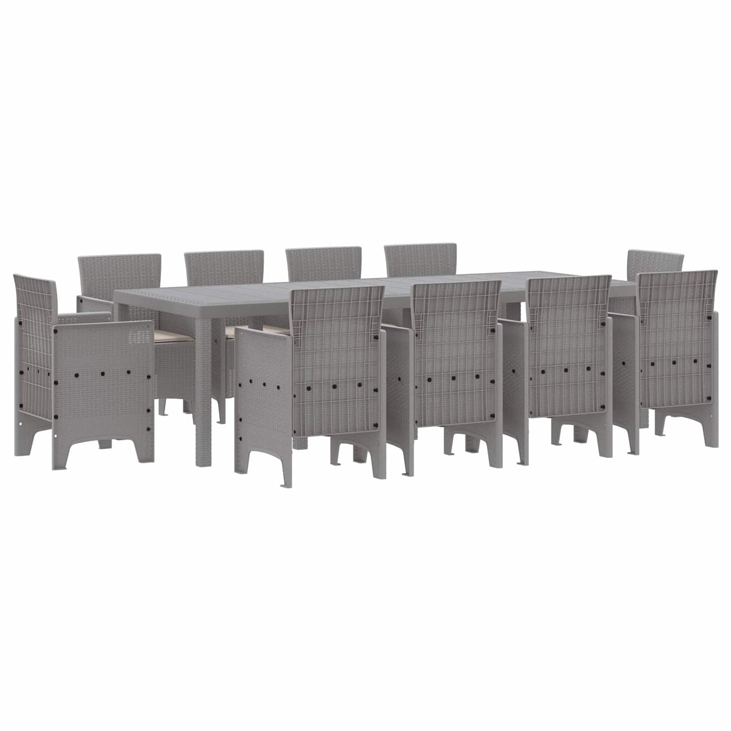 Set da Pranzo per Giardino 11 pz Grigio chiaro Polipropilene | homemem39