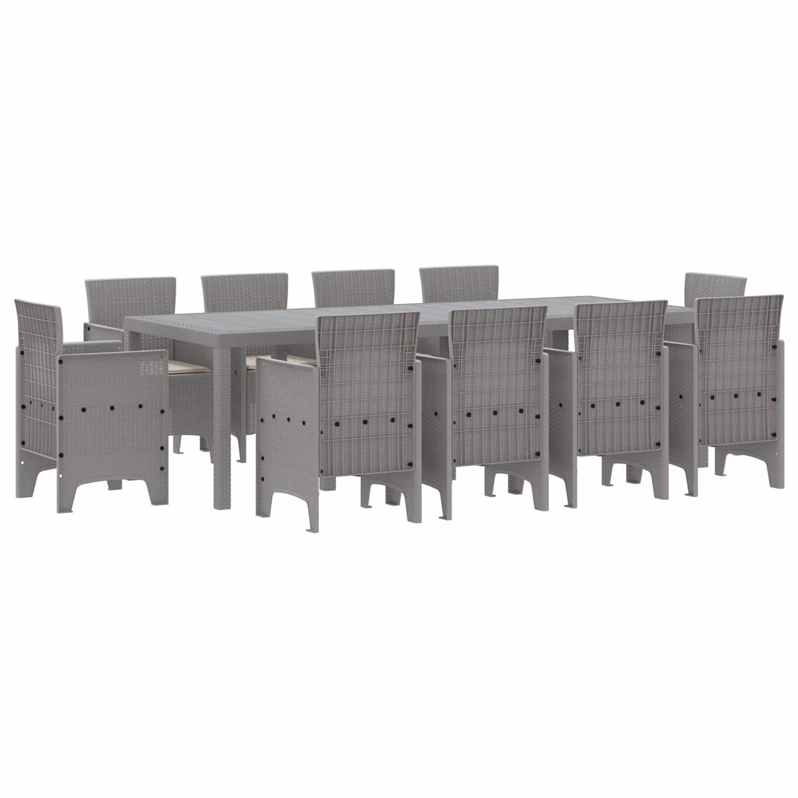 Set da Pranzo per Giardino 11 pz Grigio chiaro Polipropilene | homemem39