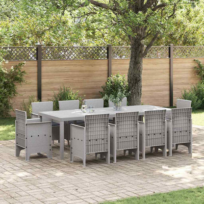 Set da Pranzo per Giardino 11 pcs Grigio chiaro Rattan Polt - homemem39