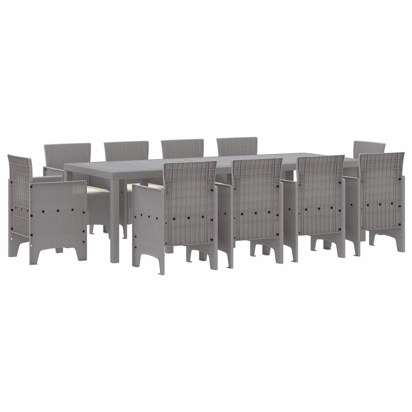 Set da Pranzo per Giardino 11 pz Grigio chiaro Polipropilene | homemem39