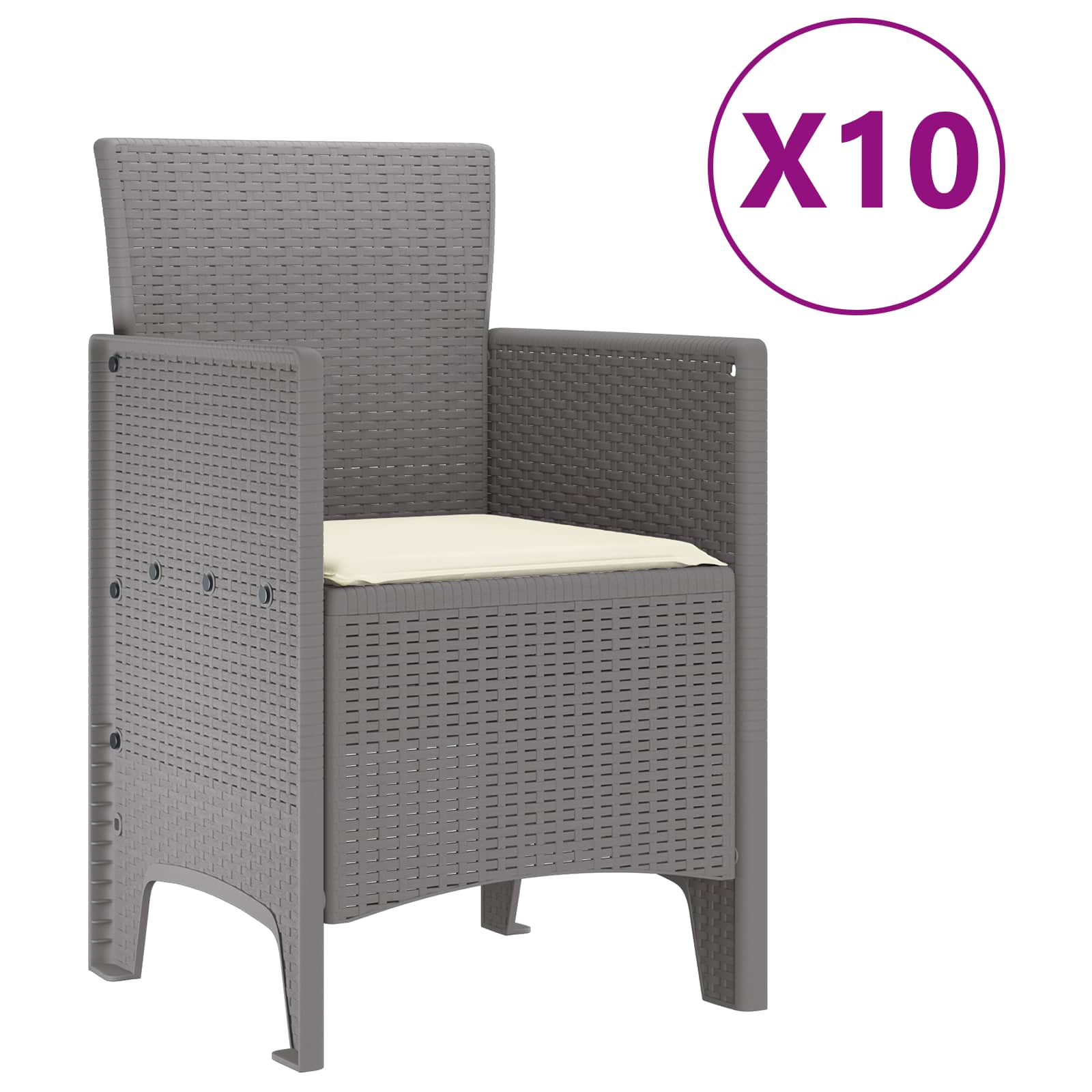 Set da Pranzo per Giardino 11 pz Grigio chiaro Polipropilene | homemem39