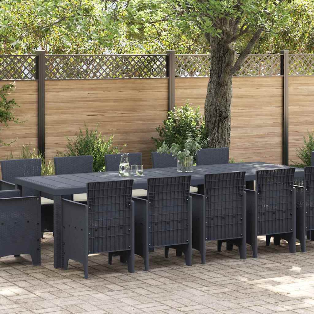 Set da Pranzo per Giardino 13 pcs Antracite Polyrattan - homemem39
