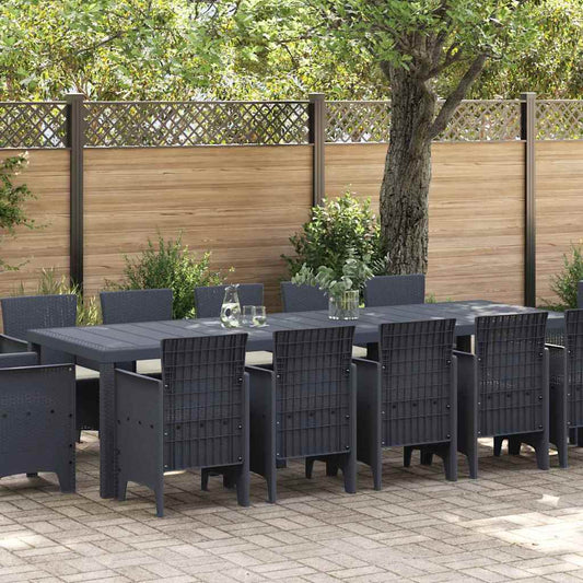 Set da Pranzo per Giardino 13 pcs Antracite Polyrattan - homemem39