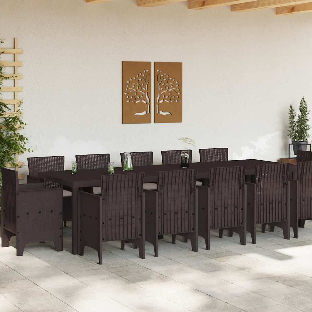 Set da Pranzo per Giardino 13 pcs Marrone e taupe Poly Rattan - homemem39