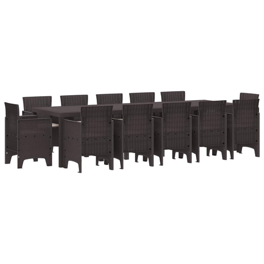 Set da Pranzo per Giardino 13 pcs Marrone e taupe Poly Rattan | homemem39