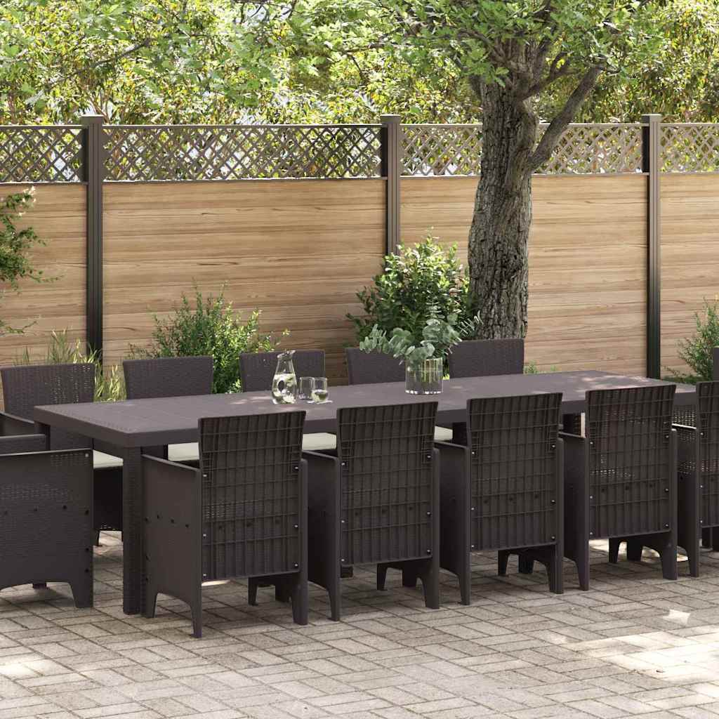 Set da Pranzo per Giardino con cuscino 13 pcs Marrone Rattan - homemem39