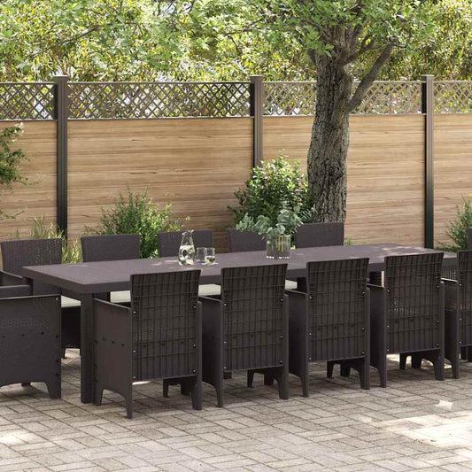 Set da Pranzo per Giardino con cuscino 13 pcs Marrone Rattan - homemem39