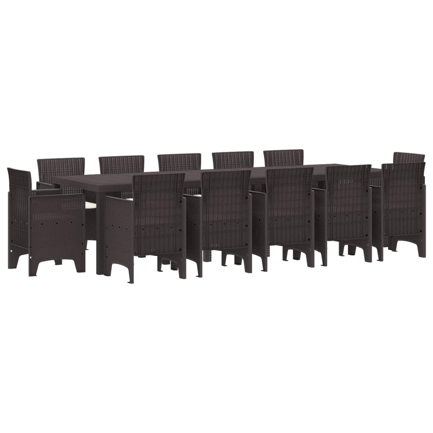 Set da Pranzo per Giardino con cuscino 13 pcs Marrone Rattan | homemem39