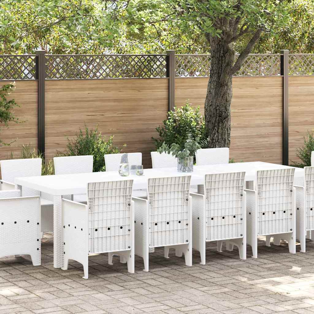 Set da Pranzo per Giardino 13 pcs Bianco Poly Rattan - homemem39