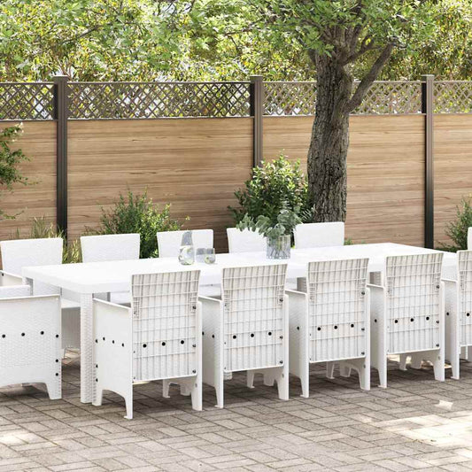 Set da Pranzo per Giardino 13 pcs Bianco Poly Rattan - homemem39