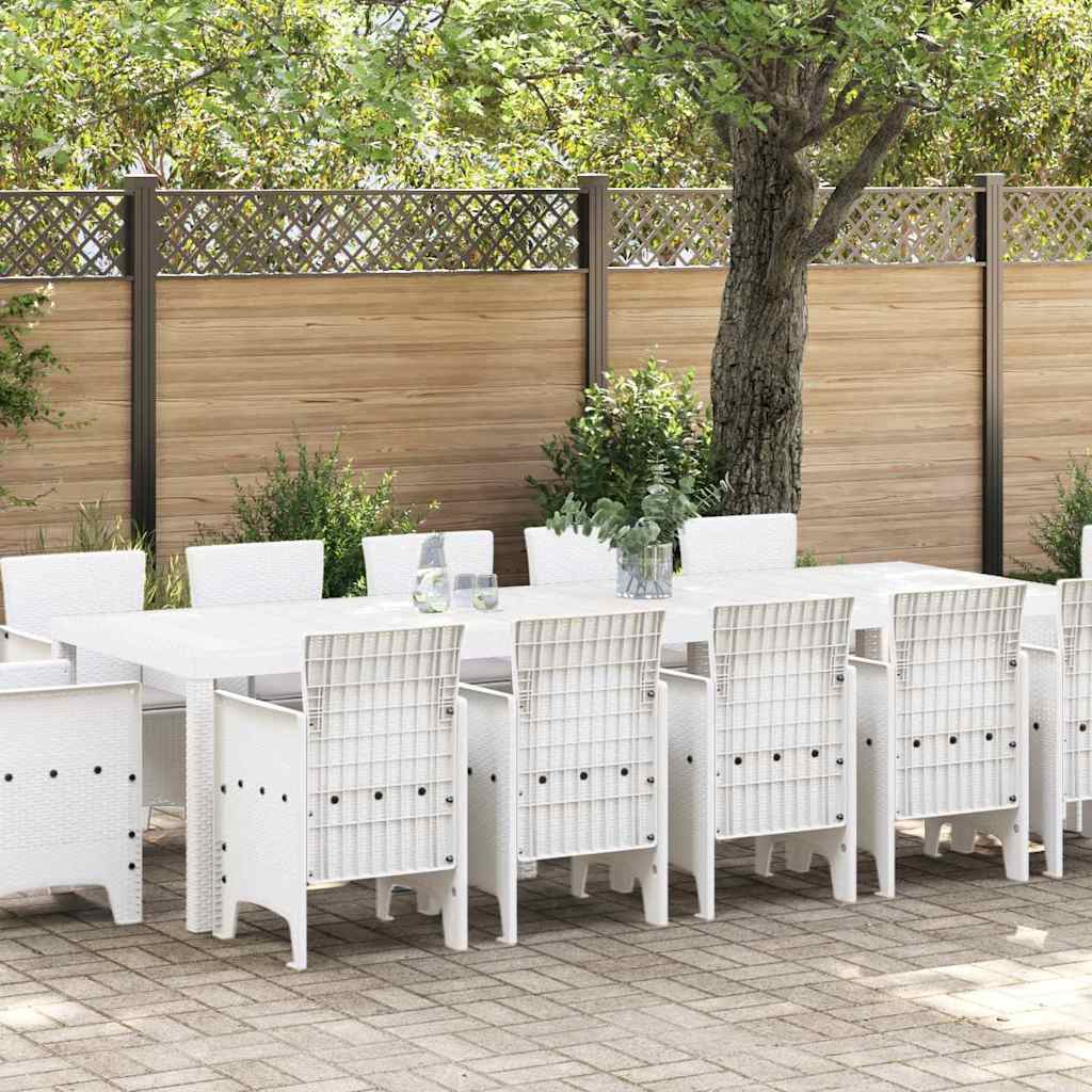 Set da Pranzo per Giardino 13 pcs Bianco e Grigio chiaro - homemem39