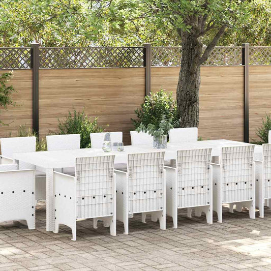 Set da Pranzo per Giardino 13 pcs Bianco e Grigio chiaro - homemem39