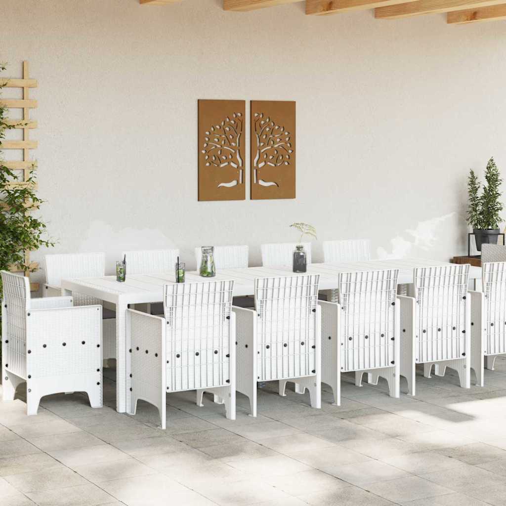 Set da Pranzo per Giardino con cuscino 13 pcs Bianco - homemem39