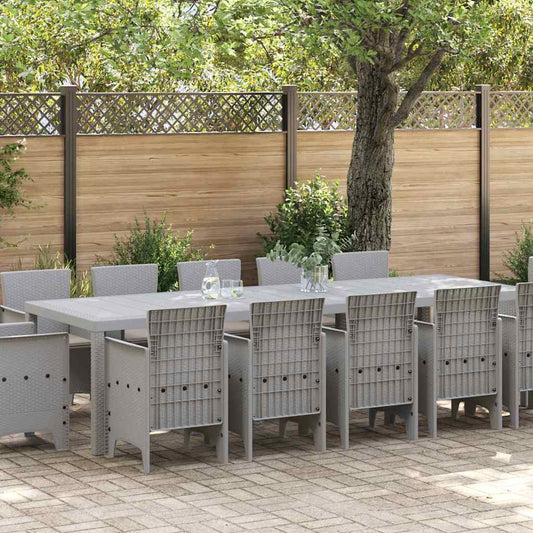 Set da Pranzo per Giardino 13 pcs Grigio chiaro Poly Rattan - homemem39