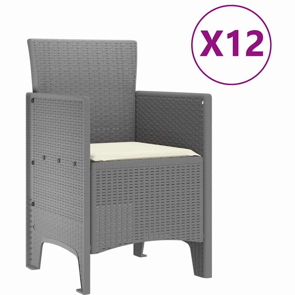 Set da Pranzo per Giardino con cuscino 13 pcs Grigio chiaro - homemem39