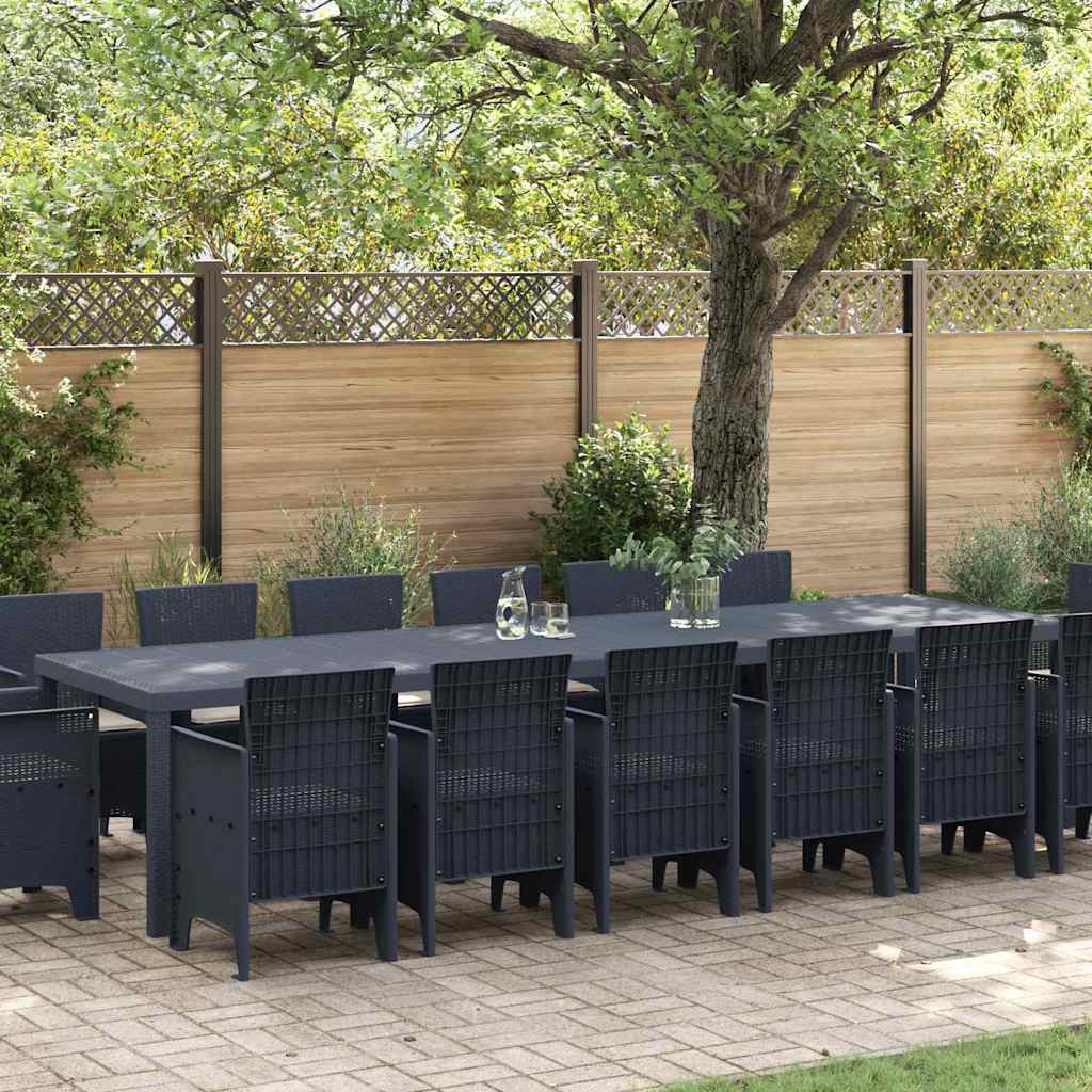 Set da Pranzo per Giardino 15 pcs Antracite Rattan Polt - homemem39